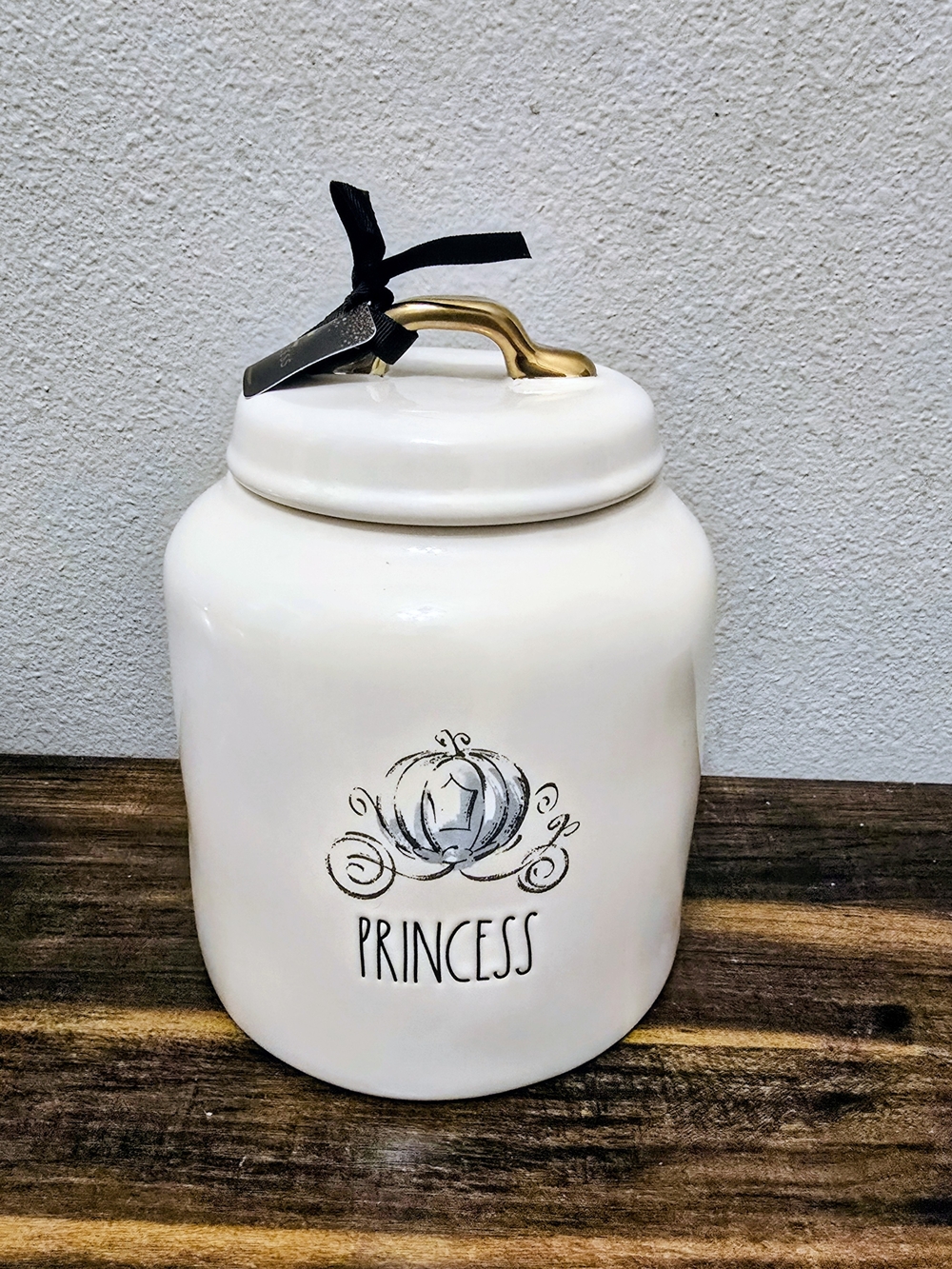 Rae Dunn X Disney Princess Cinderella Ceramic Canister with Gold Handle HTF